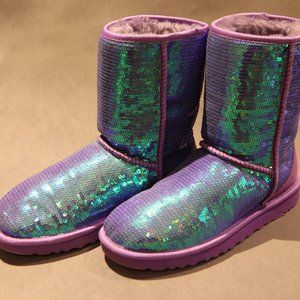 Ugg Classic Short Sequin Sparkle Neon Violet RARE